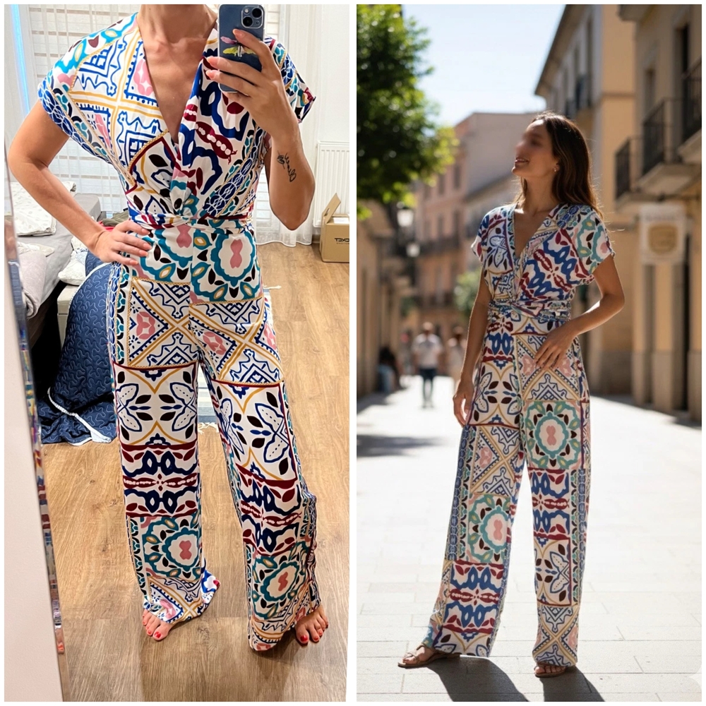 NWT, Zara Multi-Color Printed Jumpsuit